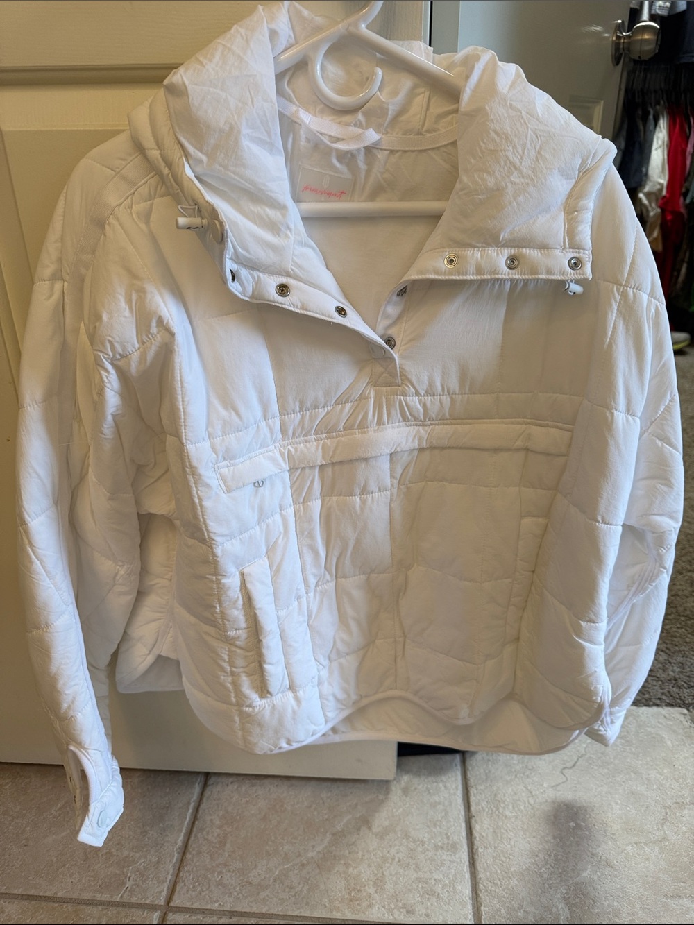Free People White Quilted Hooded Pullover Jacket - Women